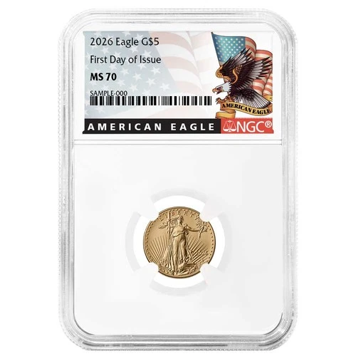 2026 $5 1/10-oz American Gold Eagle NGC MS70 FDI Black Label