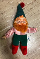 Figura Muñeca Peluche Elfo De Colección 1984 Etiqueta DAKIN Plástico Cara PELO ROJO Barba Gnomo