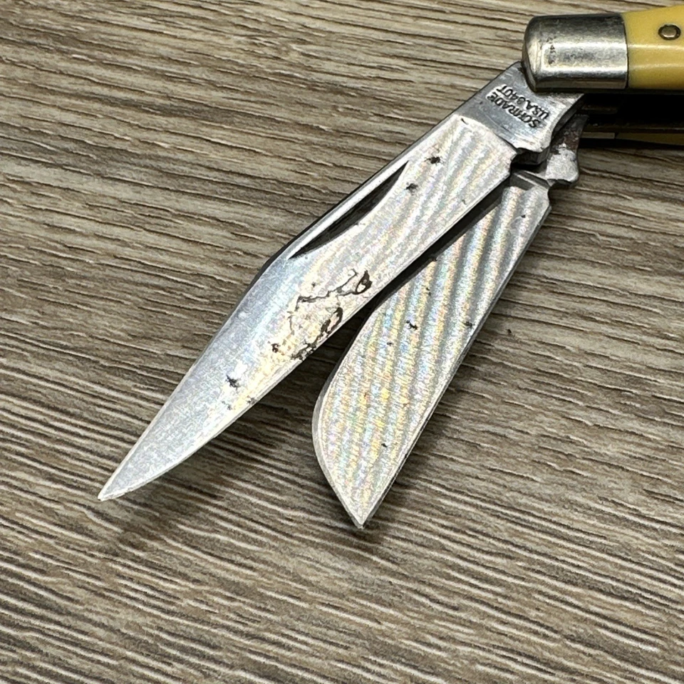 Cuchillo de Bolsillo Carpeta Plegable SCHRADE USA 34OT Manijas Derlin Amarillas Foto 3 de 4