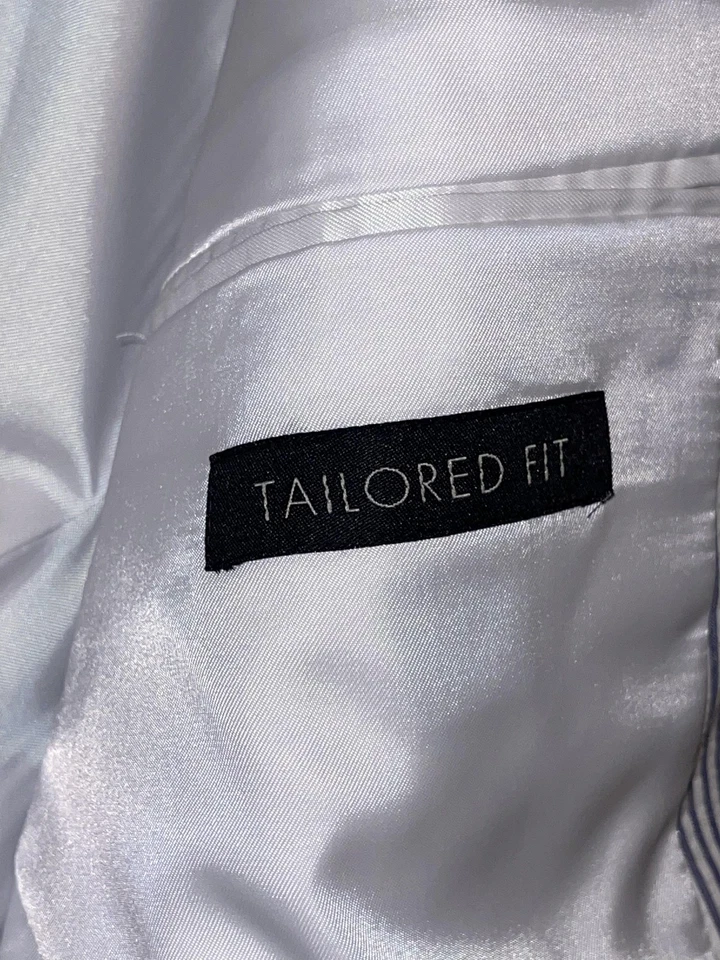 Jos. A. 银行套装男式 42R 36W 蓝色白色泡泡纱定制贴合保持凉爽 — 第 4/4 张图片