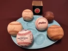 Autographed Baseball Lot 6 Larsen 1963 Spokane Phillies Patkin Antique Red Black