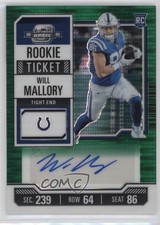 2023 Panini Contenders Optic Green Pulsar Prizm 6/30 Will Mallory #204 Auto 1b30