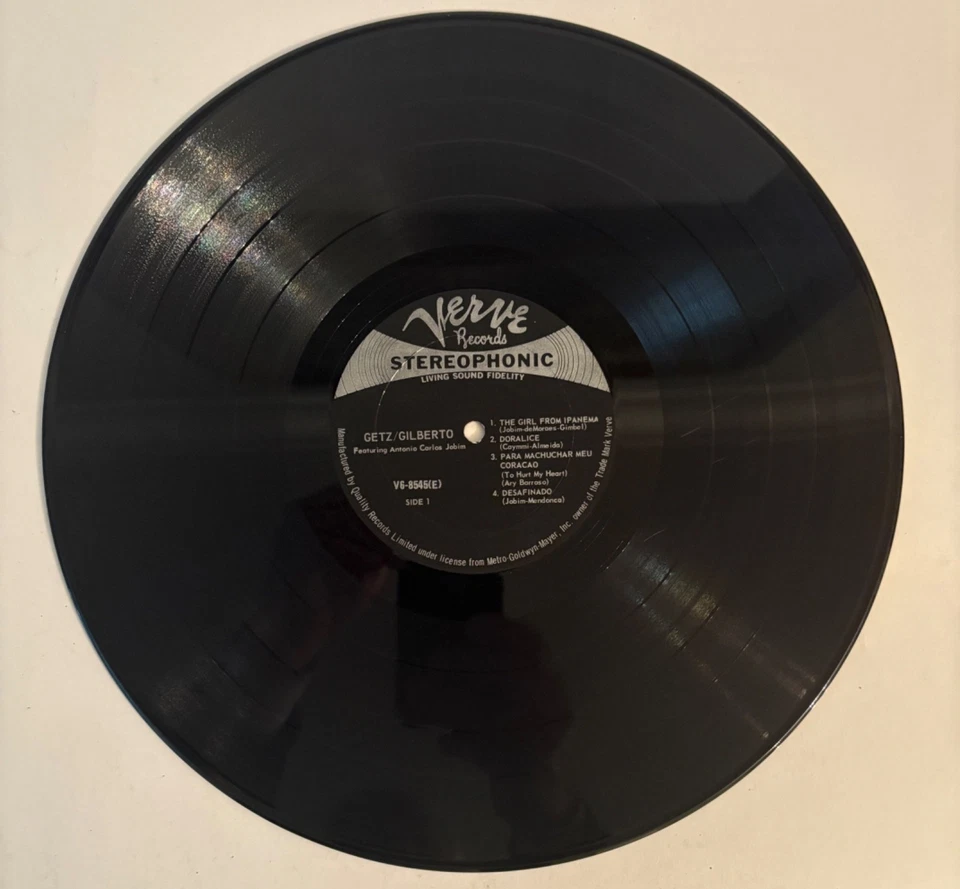 Stan Getz Joao Gilberto Getz/Gilbero Vinyl LP 1964 Bossa Nova Girl From Impanema - Image 4 of 4