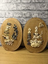 Pair of Vintage Seashell Wall Plaques Wall Art Coastal Home Decor Beach Themed