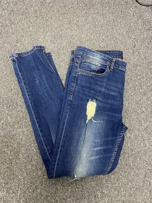 Firetrap Deep Blue Mens Skinny Ripped Slim Fit Denim Jeans Size 36 w 32 L PK