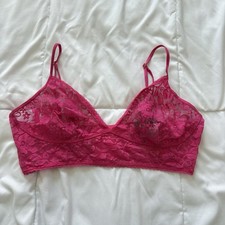 Womens Size Medium Lace Bralette Bra Lingerie Pink Coquette Dainty Romantic