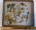 Vintage Costume Jewelry Lot Necklaces Pendants Enamel Brooches Mixed Lot