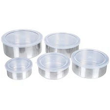 5 Piece Stainless Steel Bowl Set With Lids Silver