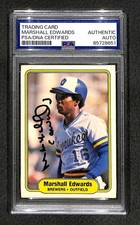 Signed Marshall Edwards 1982 Fleer #140 Rookie Card Autographed POP 1 Auto PSA