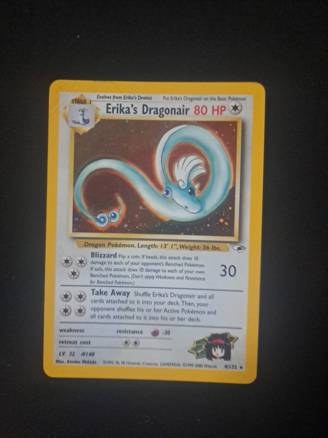 2000 POKEMON GYM HEROES HOLO #4 ERIKA'S DRAGONAIR 