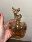 Vintage 1940's Jeanette Marigold Lustre Glass Fawn Deer Powder Trinket Dish Nice