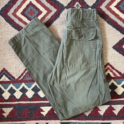 Vintage 70s US Army Military Cotton Sateen OG 107 Utility Trousers