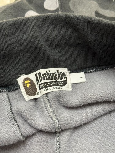 Bape Black Grey Camo Double Shark Sweat Shorts Mens Large - Picture 5 of 11