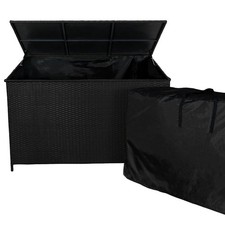 Jardi Rattan Garden Storage Black Box & Waterproof Carry Bag Customer Return UA