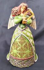 Jim Shore Angel Figurine Playing Harp "Irish Blessings" Stone Resin 9.5"H 2009
