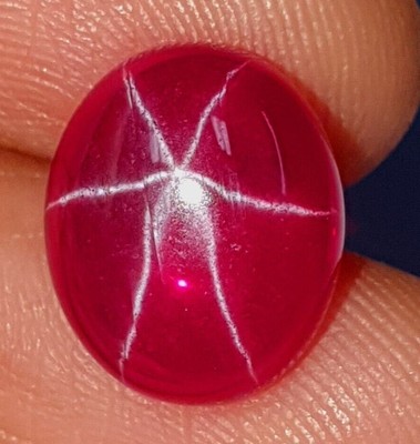 15.30 Cts. Natural Star Red Ruby 6 Rays Oval Cabochon Cut Certified Gemstone