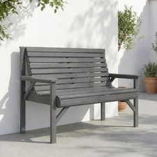 Rustic Wooden Garden Bench Outdoor Patio Yard Furniture 2 Seater Park Seat Grey