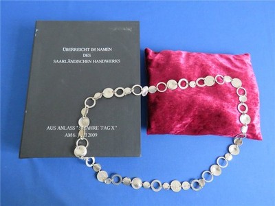 Staatsgeschenk 1 DM Kette Münzkette Saarländisches Handwerk ''50 Jahre Tag X''