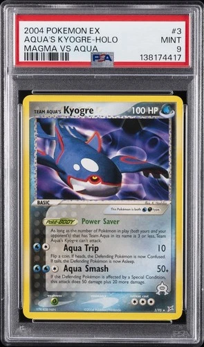 2004 POKEMON EX TEAM MAGMA VS TEAM AQUA #3 TEAM AQUA'S KYOGRE-HOLO PSA 9