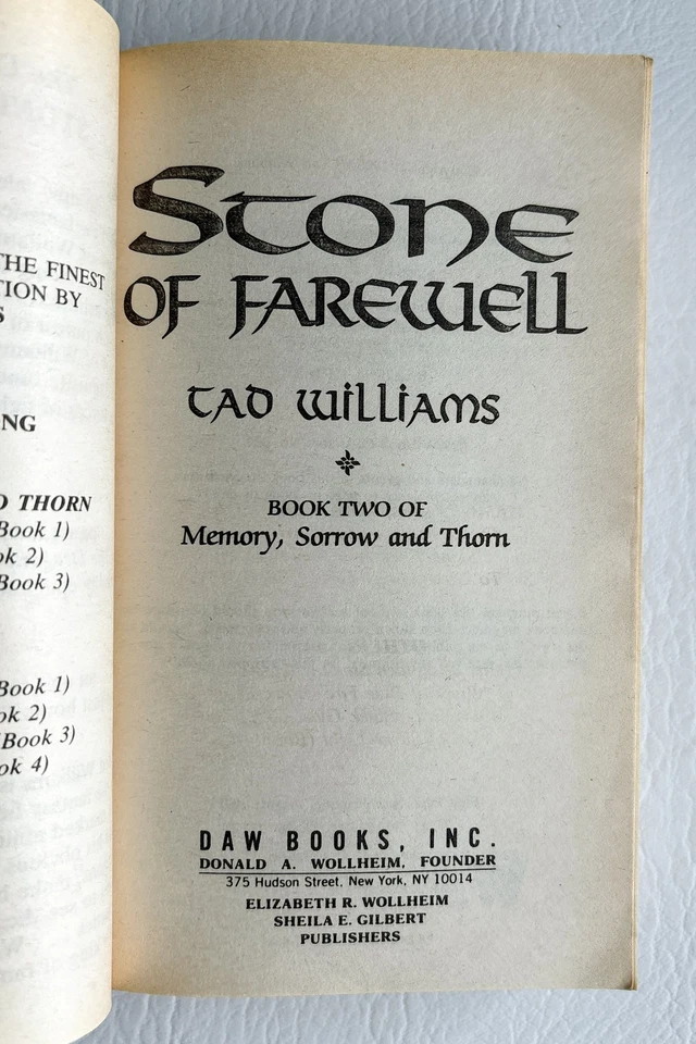 Stone of Farewell by Tad Williams 1991 DAW Fantasy First Paperback Printing Foto 3 de 4