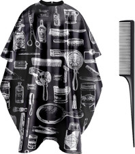 Professional Hair Cutting Cape with Neck Duster Brush, Salon Yellow Stripe