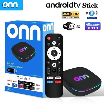 ONN 4K Android 13 Smart TV Box 4K Quad Core Set-Top Box 5G Konnektivität schwarz