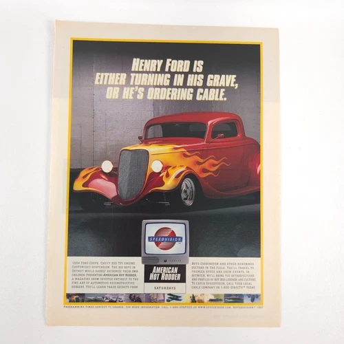 VTG 1934 Ford Coupe Hot Rod Advertising Print Ad Garage Wall Art Speedvision
