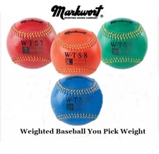 MARKWORT WEIGHTED TRAINING PITCH BASEBALL SYNTHETIC LEATHER   7, 8, 9 OR 10 oz.