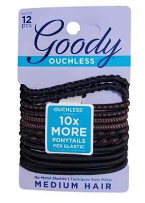 Goody Women's Ouchless Mixed Weave 4 mm Braided Elastics, 12 Count