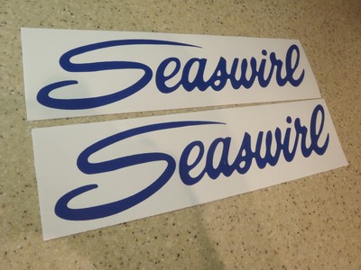 Seaswirl Vintage Fishing Boat Decal BLUE 2-PAK FREE SHIP + FREE Fish Decal!