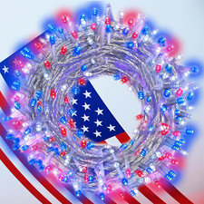Patriotic Lights for 4th of July Decorations, Red White Blue String Light Indoor