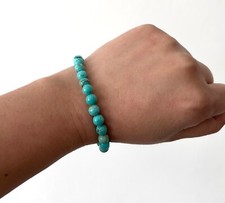 Real Blue Turquoise CalmingStone Bracelet Round Beads Healing Gemstone 4/6/8mm
