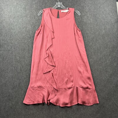 ASTR the Label Dress Women's Large Pink Satin Ruffle Shift A-Line | eBay