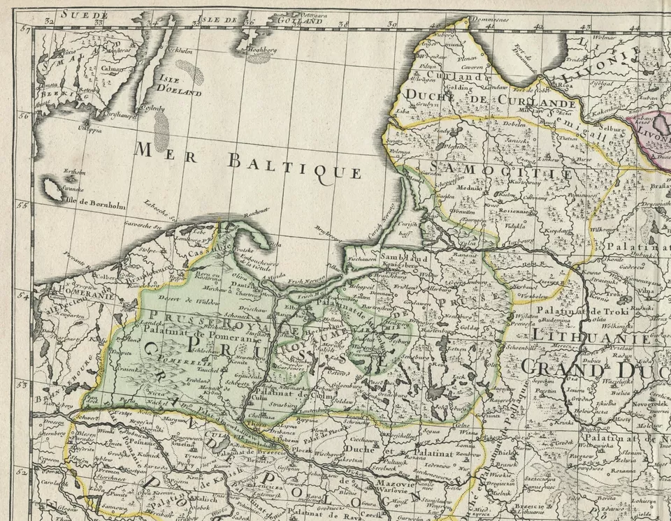 Mapa antiguo "La Pologne" (Polonia) Buache, 1780 Foto 4 de 4