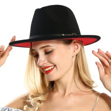 Felt Fedora Wide Brim Hats Women Cowboy Costume Colorful Belted Cotton Trilby