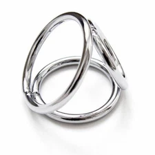 Stainless Steel Triple Cock and Ball Ring Three Penis Ring System for Men