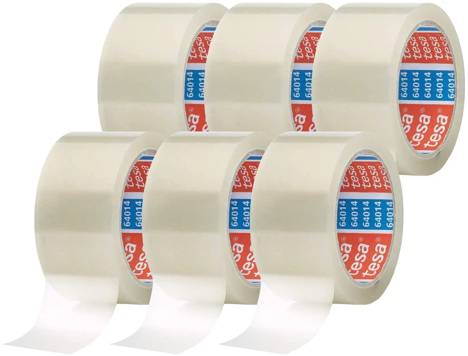 6 Rollen TESA Packband 64014 Klebeband Paketband transparent Klar 50mm x 66 m