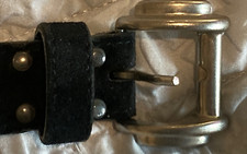 BELT 4071 BLack Suede Leather TOTAL LENGTH 32x1  W/o BUCKLE  5 Hole Vintage