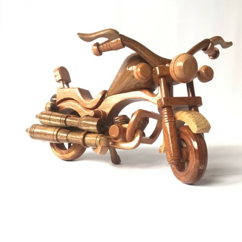 New Handmade Bike Model Wooden Motorcycle Toy Home Office Décor Collectible Gift - Picture 1 of 12