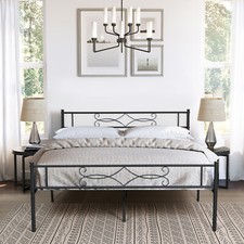 Twin/Full/Queen Metal Bed Frame with Headboard Steel Slat Support Easy Assembly