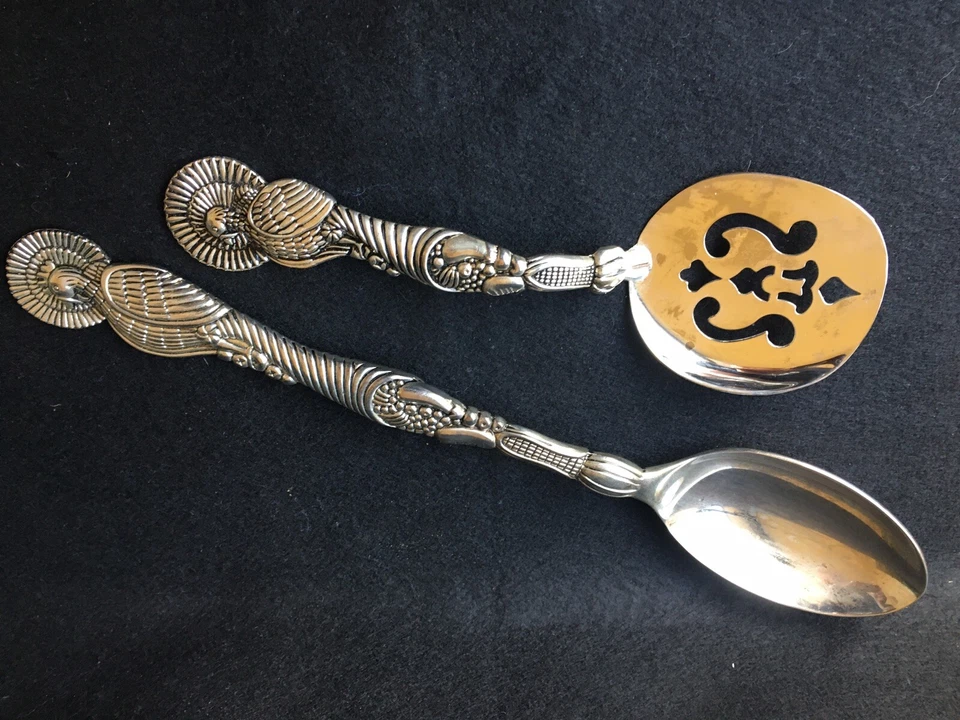 VENTA GODINGER PLATA PAVO A JUEGO LRG CUCHARA PARA SERVIR Y SERVIDOR RANURADO ÚNICO Foto 3 de 4