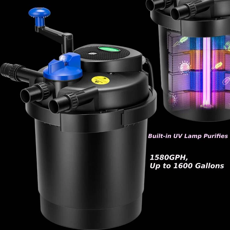 VIVOSUN 1580GPH 1600 Gal Presión Bio Estanque Filtro Koi Peces Filtro Esterilizador UV Foto 3 de 4