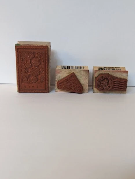 Juego de 3 estampillas postales de goma de madera Hero Arts de colección 2001 Foto 2 de 4