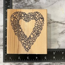 Rubber Stamp Hearts and Flowers Wreath Large DOTS Valentine's Love