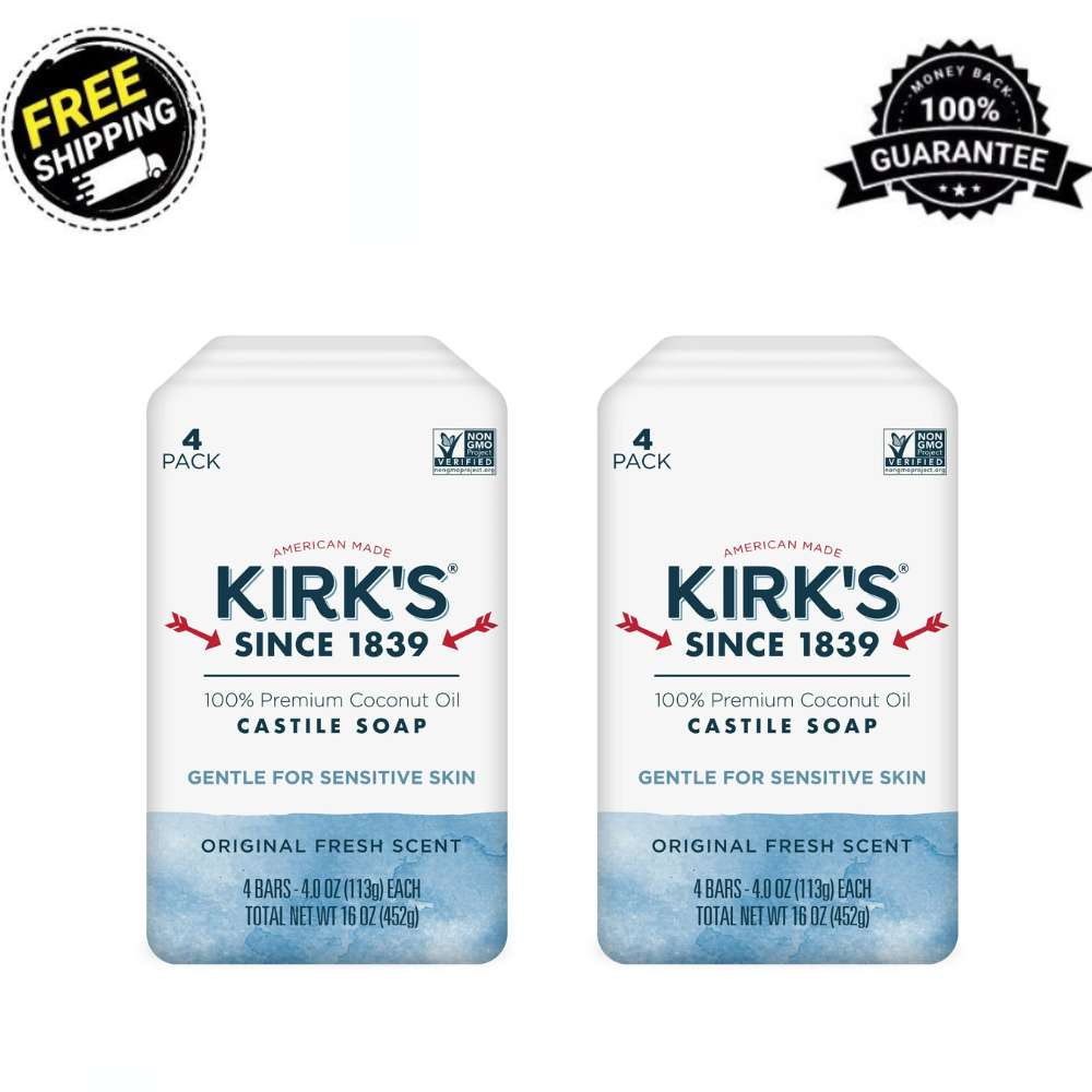 8 Bar Pack of 100% Pure Coconut Oil Castile Soap with Original Fresh Scent