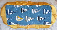 Minky Couture  Baby Security Blanket Blue White/Gold-Satin 20.5" x 11.5"  New
