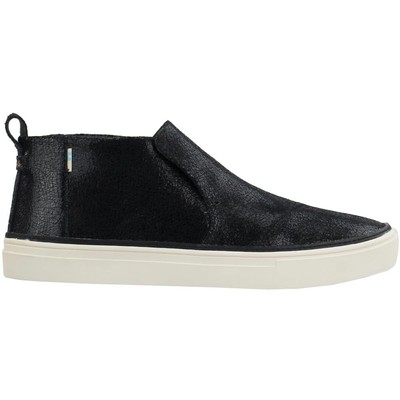 Toms Womens Paxton Slip-On Shoes Black Metallic Crackle Suede