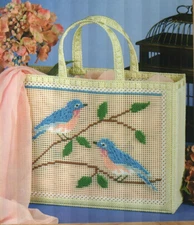 BLUEBIRD TOTE HOME DECOR PLASTIC CANVAS PATTERN INSTRUCTIONS