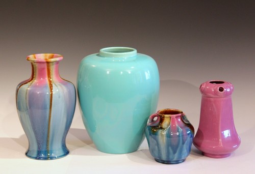 Ancien vase goutte à goutte tourné flamme japonaise atelier art déco poterie Awaji 10" - Photo 9/12