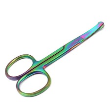 Safety Nose Mustache Scissor 3.5" Curved Multi Titanium Color Rainbow